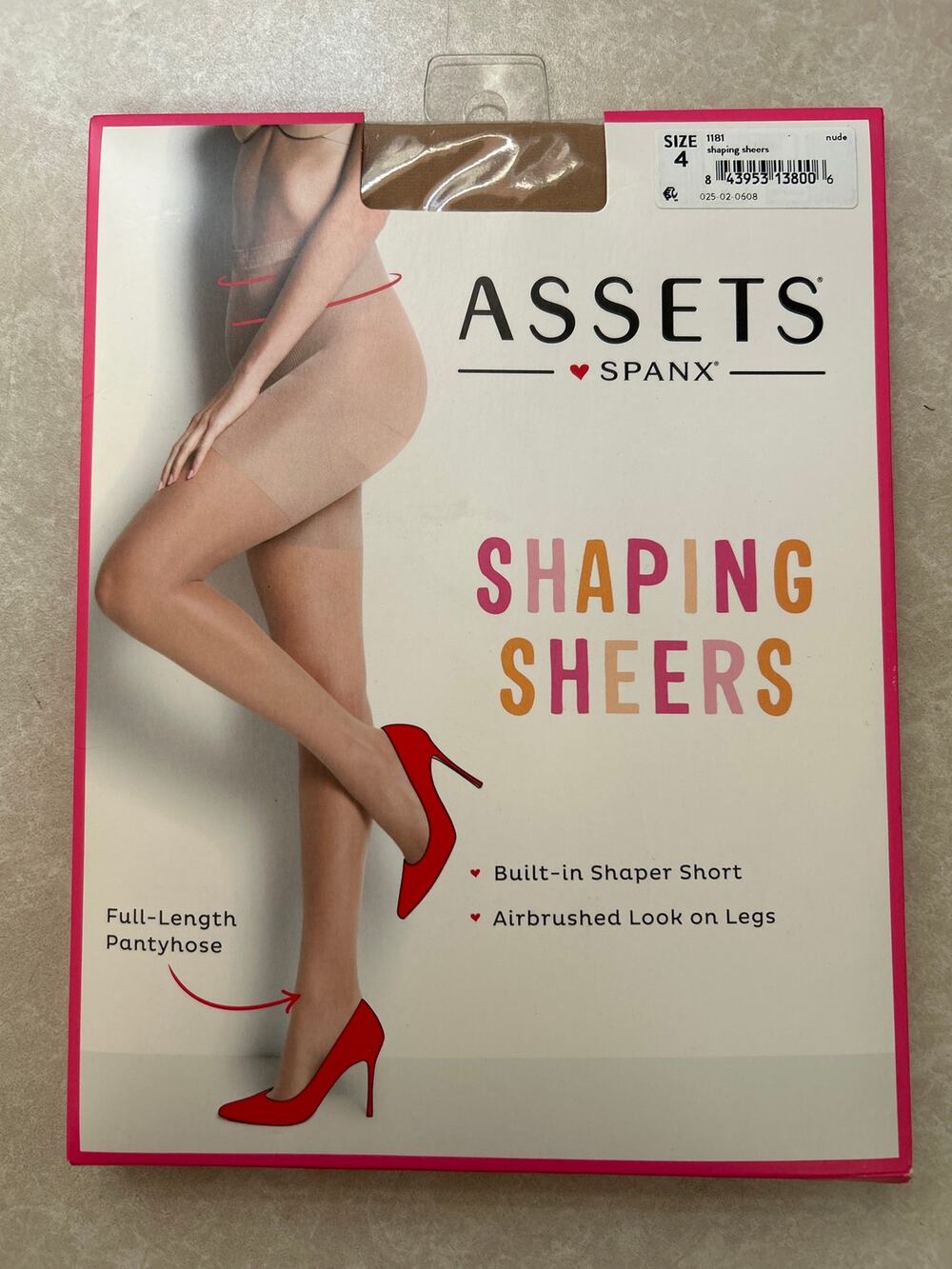 New Spanx Assets Shaping Sheers Pantyhose Built-In Shaper Short size 4 Nude